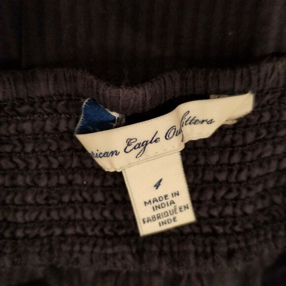 AE American Eagle Boho Festival Halter Crop Top Embroidered Sz 4 Navy Blue - Picture 6 of 8